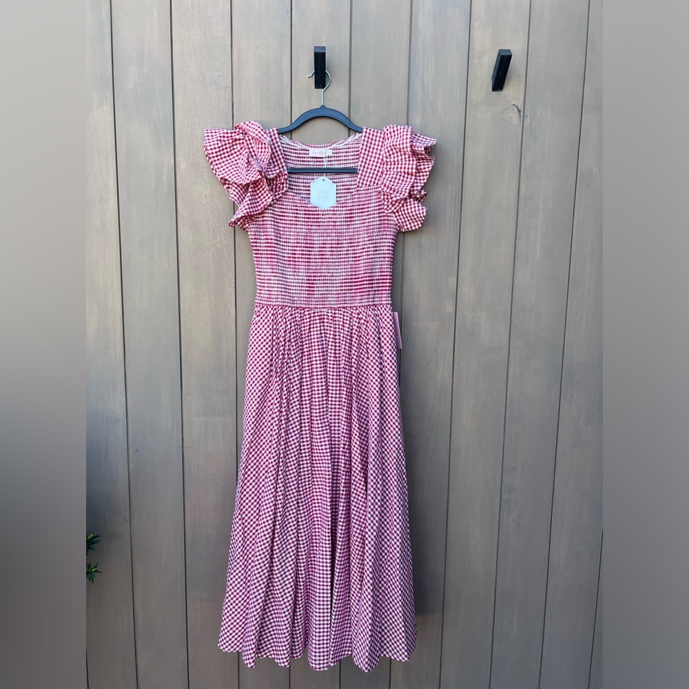 Ivy City - Hattie Dress in Red Gingham Ruffle-Sleeve Dress- NWT - Size S